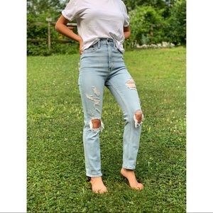 Abercrombie Zoe Light Wash Ripped Jeans